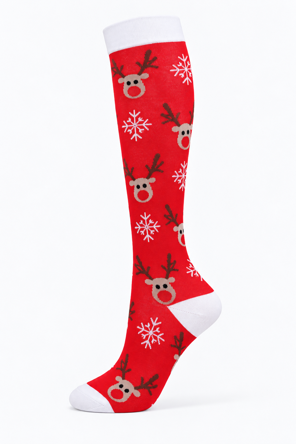 Skarpety Wspierające - Czerwone renifery